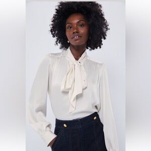 Tuckernuck x India Hicks Dunmore Ivory Tie Neck Top XXL